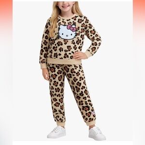 Hello Kitty Girls 2 Piece Leopard Print Jogger Set Size 6X Pull On NEW NWT
